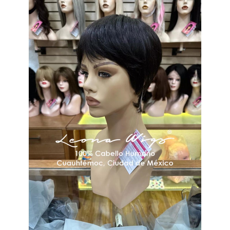 Leona Wigs Peluca Oncológica Pixie 100% Cabello Humano
