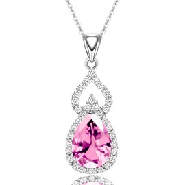 LMXXVJ Women's Pendant Necklaces Gift Jewelry - Fire Pink Cubic Zirconia Gem Necklace Jewelry Fashion Valentine's Day Birthday Anniversary Prom Necklace Gift for Women Mom Wife Sister Best Friend Daughter Girlfriend Girl ,Silver-Tone
