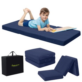 MeMoreCool Foldable Floor Mattress for Kids, Toddler Floor Nap Mat for Sleeping Daycare, Small Child Foldable Mattress Floor Bed, Trifold Futon Portable Tri Folding Mattress, Navy 75x25 Inch