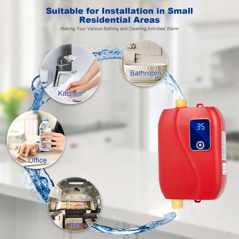 Electric Tankless Water Heater,Mini Instantaneous Water Heater, 110V 3000W for