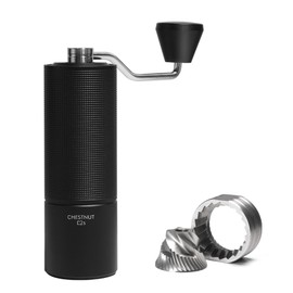 Coffee Grinder, TIMEMORE Chestnut C2S Manual Coffee Grinder Stainless Steel S2C Conical Burr Coffee Grinder, Capacity 25g Hand Coffee Bean Grinder, Double Bearing Positioning, Black