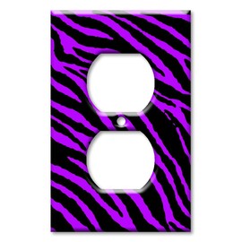 Art Plates - Decorative Printed OverSized - Jumbo Metal Switch Plate - Oversize Decorative Metal Wall Plate - 1 Gang Outlet - Purple Zebra - (Made in USA)