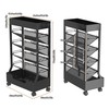 UMDONX Modern Mobile Book Cart Single-Sided Rolling Bookshelf with Metal