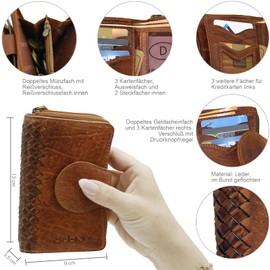 J JONES JENNIFER JONES Ladies Genuine Leather Wallet - Purse with Braided Leather, Style 2, Classic