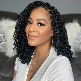 8 Packs Goddess Bohemian Box Braids Crochet Hair with Curly Ends 12 Inch Boho Braids Crochet Box Braids Synthetic Braiding Hair Extensions for Black Women (12 inch 8 pack 2#)