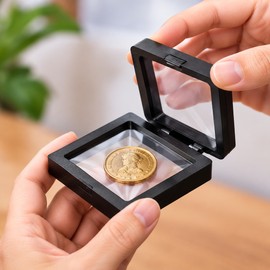 Clear Floating Display Cases for Jewelry, Coins, Gemstones & Collectibles – Protective PE Film Boxes, 20 or 40 Pack
