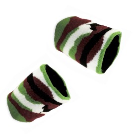 Novelty Giant Two (2) Camouflage Camo Stretchy Wristbands Army Hunting Woodland Sweatband