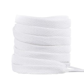 WALWAL 45" Flat Athletic Shoe Laces for Sneakers, Skate Shoes, Boots, Sport and Casual Wear 4 Pair Pack High Durability Stylish(White)