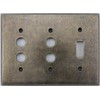 Aged Antique Brass 3 Gang Combination Switch Plate - 2