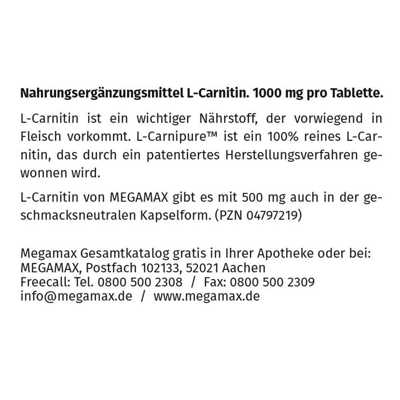 Megamax L Carnitine 1000 mg Tablets Pack of 60
