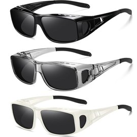 Wzerry Polarized Sunglasses Fit Over Glasses, UV Protection Wrap-Around for Men Women, Driving and Outdoor Activities