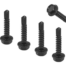 60 PCS Hex Head Self-Tapping Screws for Metal,Black 410 Stainless Steel Self-Drilling Screws (M4.8 * 25mm)