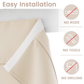 Vatge Sidelight Door Curtains for Front Door - Privacy Thermal Insulated Tie Up Shades, French Window Covering for Glass/Patio, 1 Panel, W12 x L70, Light Beige