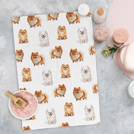 Yorhifa Pomeranian Gifts Kitchen Towels, Pomeranian Gifts for Women Dish Tea Towels for Kitchen Decor, Dog Hand Towels for Bathroom, Dog Bathroom Decor, 16x24 Inches