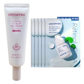 Innisfree Daily UV Tone Up No-Sebum Sun Cream 50ml (Pink) + Gel Mask (23mL) 5 sheets / 이니스프리 데일리 유브이 톤업 노세범 선크림 50ml (핑크)+겔 마스크 (23mL) 5매