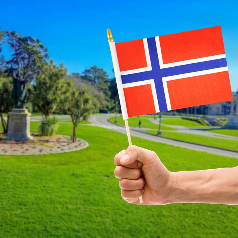 Newperlite Norway Stick Flag Norwegian Small Mini Hand Held Flags