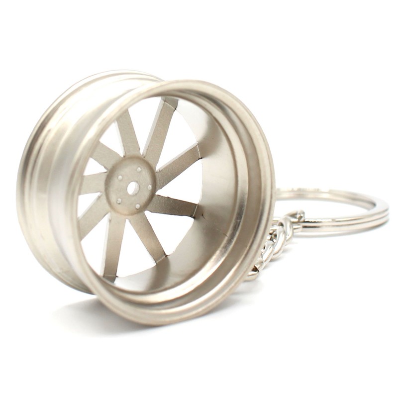 VmG-Store Vossen Style Solid Miniature Rim Keyring Pendant, silver matt