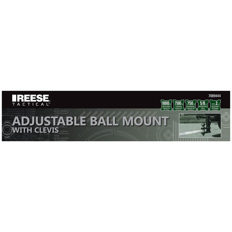 Reese Towpower 7089444 Tactical Adjustable Ball Mount with Clevis ,