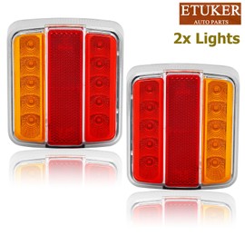 ETUKER 2x Rear Trailer Tail Light LED 12V 5Functions Waterproof ECE R10 EMC Car Light led Brake Red Tail Light for Caravan Truck LKW