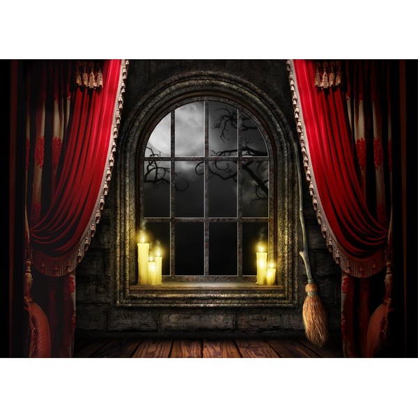 Alltten 8X6FT Halloween Backdrop Red Halloween Photo Backdrop Scary Haunted