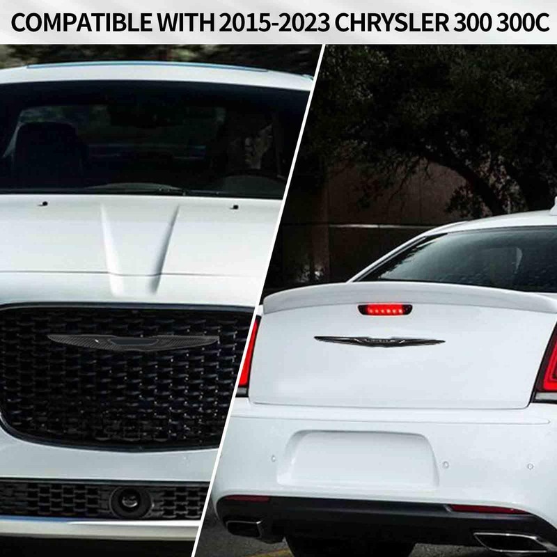 RAZPOY for Chrysler Emblem Cover, Carbon Fiber Front & Rear