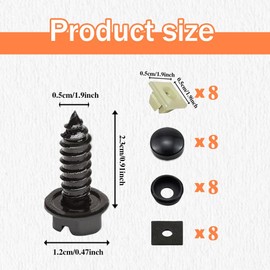 Tecledsn 8Sets Rustproof License Plate Screw Kit, Anti-Theft Stainless Steel Car Bolts Fasteners Kit, Self Tapping Mounting Bolts Universal for Securing Front and Back License Plate Frame, Cover