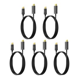 4K DisplayPort to HDMI 3 Feet Gold-Plated Cable 5 Pack, 4K@30Hz, 2K@60Hz, 1080P Full HD, Uni-Directional DP 1.2 Computer to HDMI 1.4 Screen Cable, Compatible with NVIDIA, AMD, HP, Monitor, Desktop
