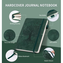 ALKALO Lined Journal Notebook for Women Men, A5 Hardcover Leather Journals for Writing, 200 Pages Thick Paper, Daily Journal Notebook for Work, School, Note Taking, Business, Travel, College Ruled