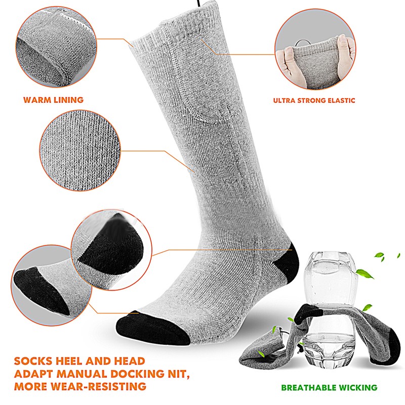 Rechargeable Washable Warm Adjustable Temperature Electric Heating SocksEU Plug 100-240V