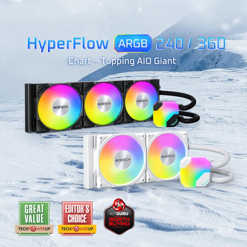 MONTECH HyperFlow ARGB 360 - AIO CPU Liquid Cooler, Intel&AMD