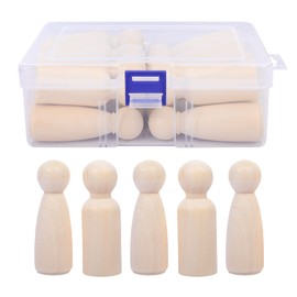 KTHZI 16PCS Wooden Peg Dolls 75MM with storage case, Unifinished Wooden People for DIY and Painting, Big Large Nature and Plain Wooden Figures for Craft Art Projects and Decoration, Toy for Kids.