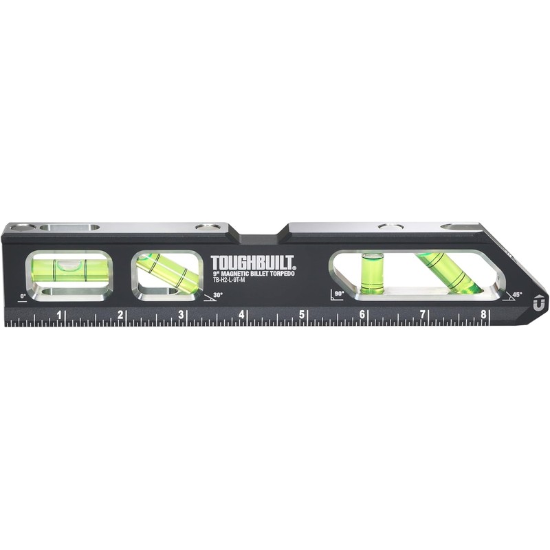 ToughBuilt – 9" Magnetic Billet Torpedo Level, Precision Machined Aluminum