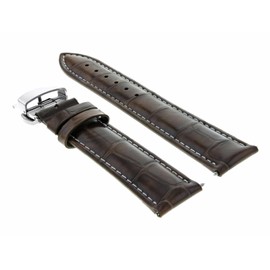 Ewatchparts 20mm Leather Watch Band Strap Compatible With Montblanc Sport Chrono 101656 Watch Dark Brown With White Stitching
