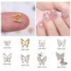 SILPECWEE 100pcs Butterfly Nail Charms 3D Gold Silver Butterflies for