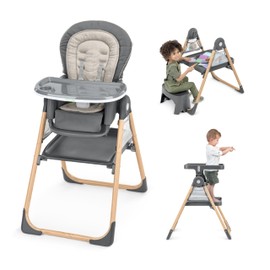 Ingenuity Proper Positioner Create Up Baby High Chair, 9 Modes of Use, Toddler Tower, Table and Chair, Foldable, Adjustable Footrest, 90 Degree Posture Aids Digestion, Ages 0-5 Years - Wesley