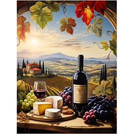 Wine Themed Tuscany Vineyard Pattern A1149 Accent Tile Mural Kitchen Bathroom Wall Backsplash Behind Stove Range Sink Splashback One Tile 8"x10" Ceramic, Matte