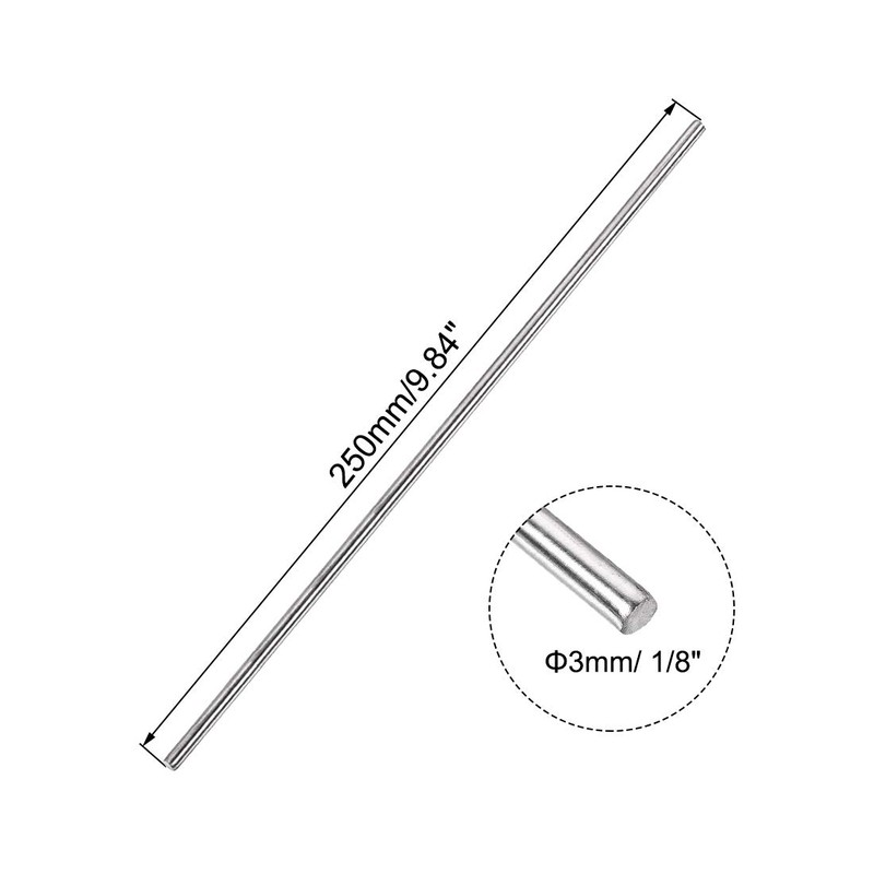 uxcell 3mm x 250mm 304 Stainless Steel Solid Round Rod