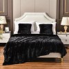 YUSOKI Black Queen Faux Fur Blanket,2 Layers,90"x90" without Pillows Big