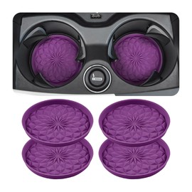 Zpana Car Coaster, 4PCS Silicone Non Slip Vehicle Cup Holders Insert Mat, Waterproof Automotive Interior Cupholder Embedded Protection Pad Accessories, Universal for SUV, Sedan, Truck(Purple)