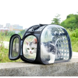 Cat Carrier Backpack Portable Large Capacity Foldable Breathable Handheld Space Capsule Transparent Bags for Outdoor Grey L