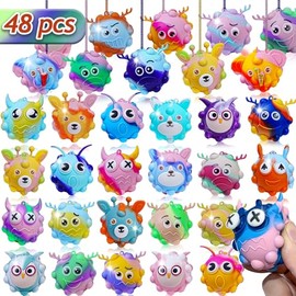 Paquete de 48 juguetes para la ansiedad a granel, juguete 3D tipo bola, recuerdos de fiesta de cumpleaños, alivio del estrés, relleno de canasta de Pascua, premios para el aula, rellenos de calcetines