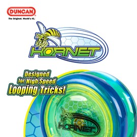 Duncan Toys Hornet Pro Looping Yo-Yo with String, Ball Bearing Axle and Plastic Body, Green with White Cap