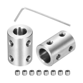 sourcing map Rigid Screw Coupling 8mm to 10mm Shaft Coupler Connector L22mm x D16mm Steel Joint Connector Rigid Coupling Set for 3D Printers DIY Encoder with 16 Screws & Hex Wrench, 4 Pcs