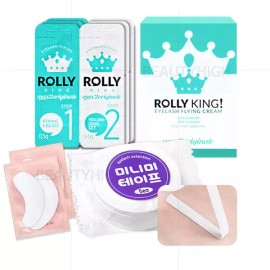 (아이패치2매 포함) 롤리킹 펌제+미니미 테이프(5개입) 점선 속눈썹펌재료 (Rolling King Perm Set with 2 Eye Patches) Mini Me Tape (5 Pieces) Dotted Eyelash Perm Materials