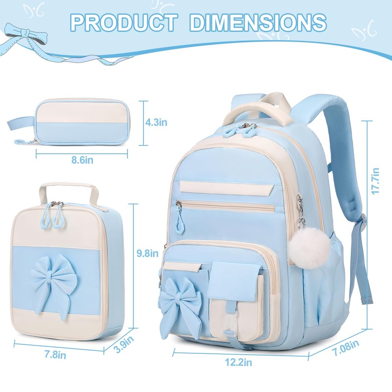DIGOBAY Backpack for Girls, 3PCS Girls Backpack for School with