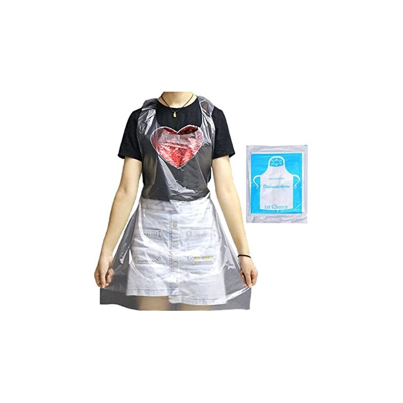 Parts Express 50 Pcs Clear Plastic Polyethylene Waterproof Disposable Aprons