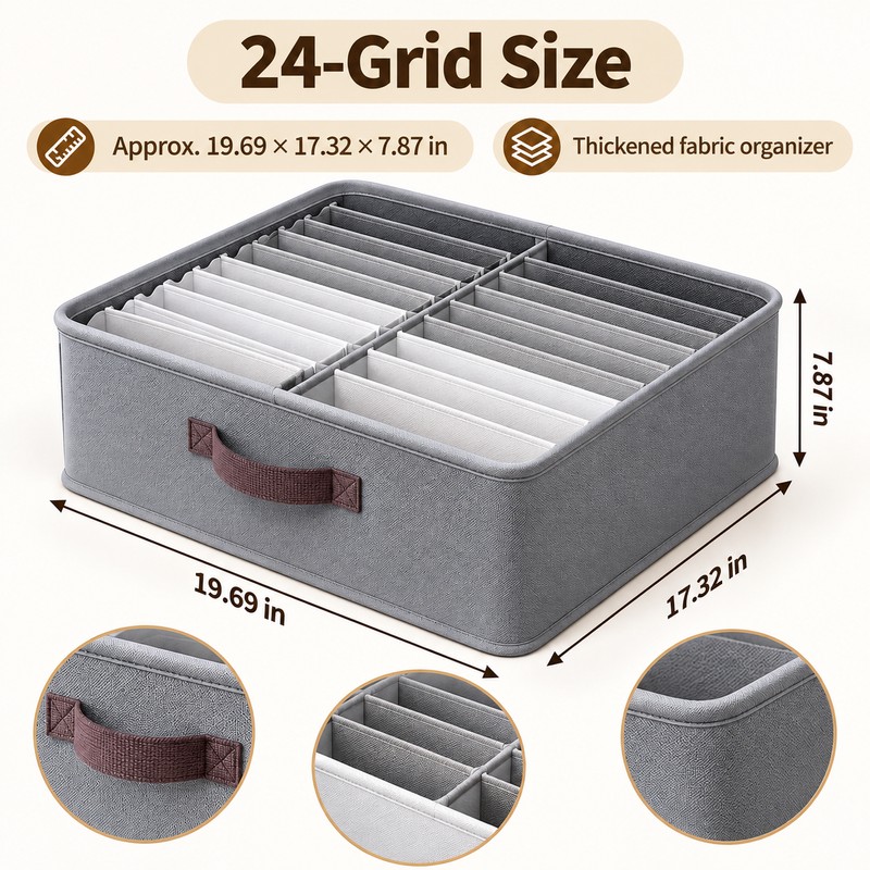 Foldable Wardrobe Organizer for Clothes & Pants – 16/24-Grid Storage