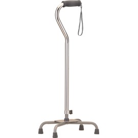 NOVA Medical Bariatric Quad Cane Large Base With Offset Handle - Silver