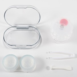 Contact Lens Cases, Transparent Contact Cases with Cleaner Washer Remove Tool Kit and Solution Bottle, Leak-proof Eye Contact Lens Case Holder for Home and Travel Purple