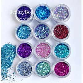 12 Lentejuelas Purpurina Decoración Uñas Ojos Cuerpo Cabello                                                                                          